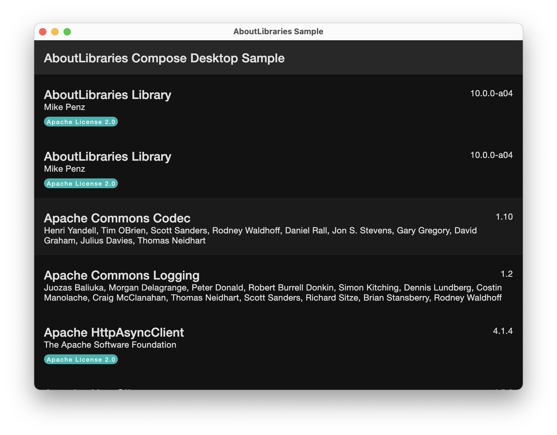 AboutLibraries screenshot 2