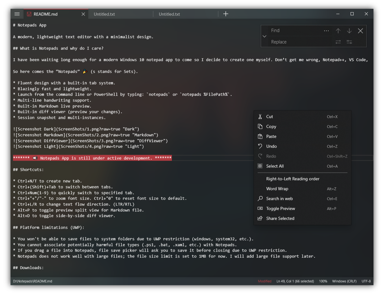 Notepads screenshot 2
