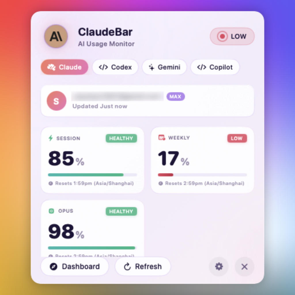 ClaudeBar screenshot 2