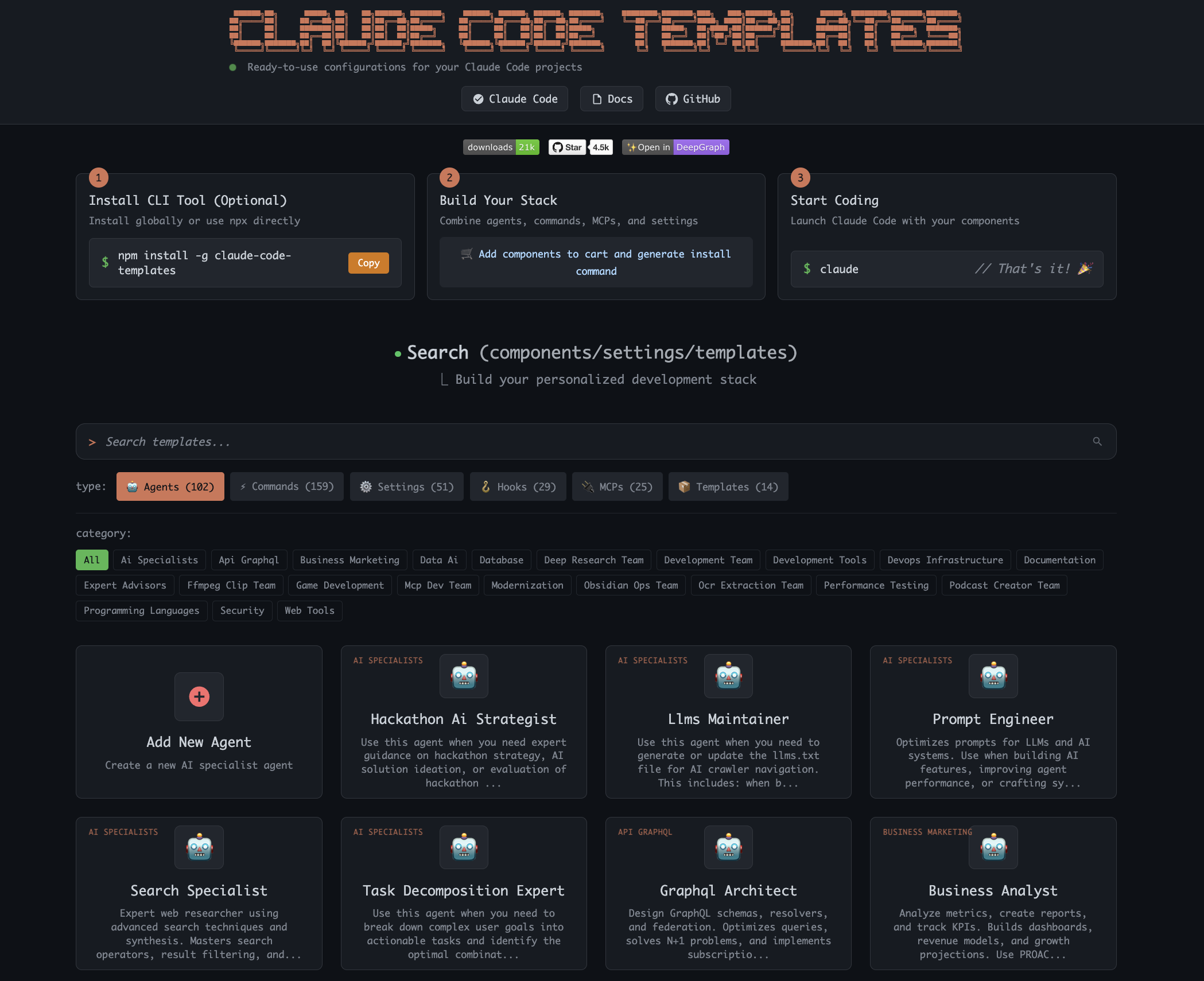 claude-code-templates screenshot 1