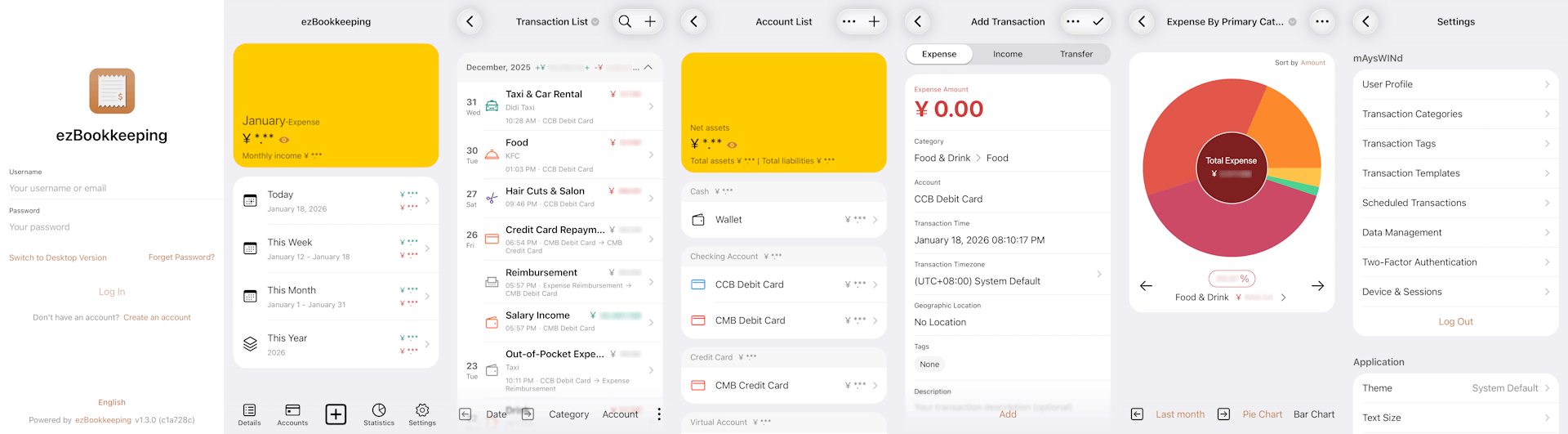 ezbookkeeping screenshot 2