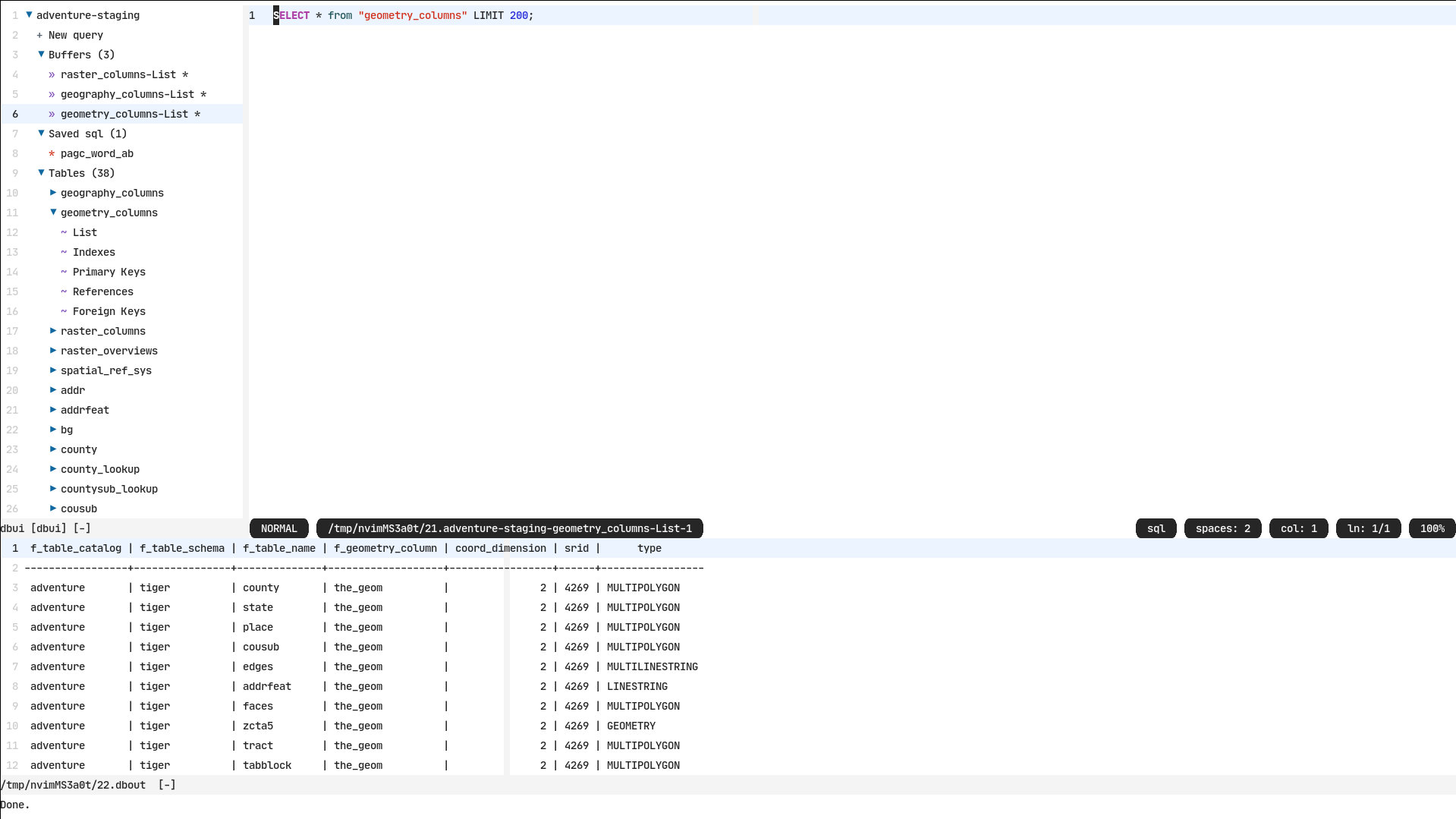 vim-dadbod-ui screenshot 1