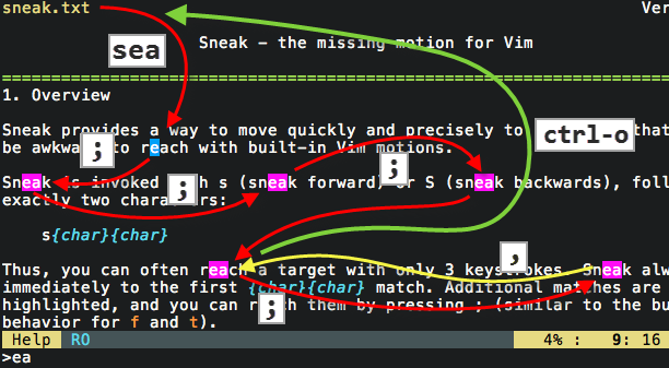 vim-sneak screenshot 1