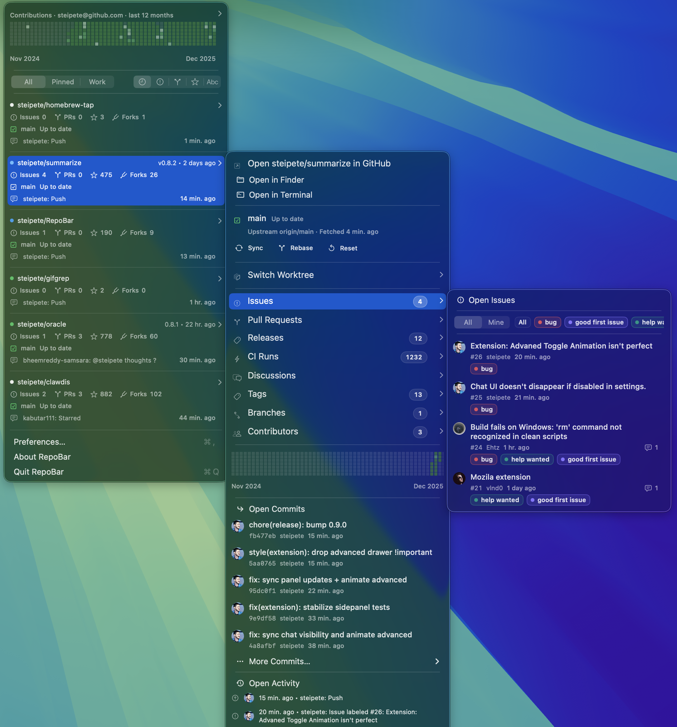 RepoBar screenshot 1