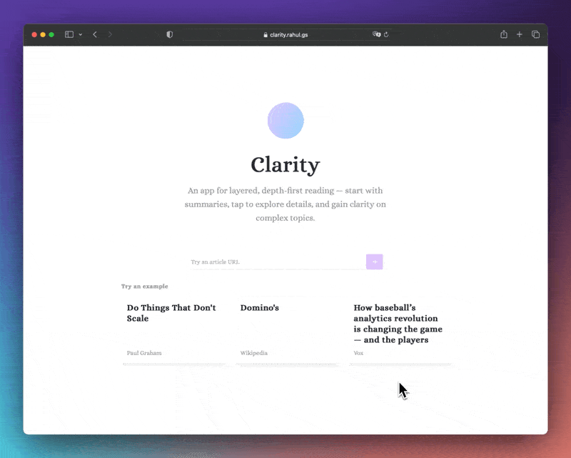 clarity-reader screenshot 1