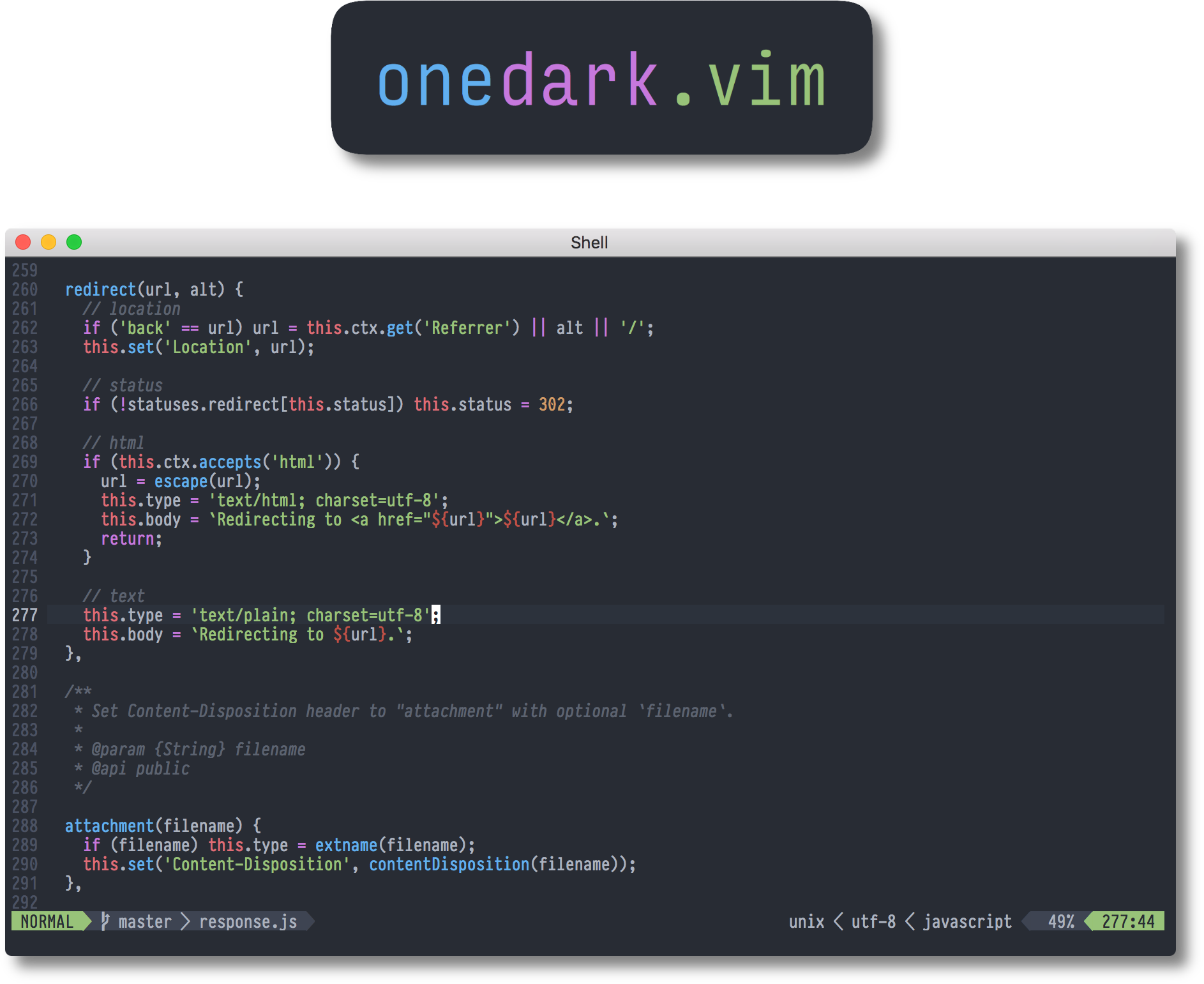onedark.vim screenshot 1