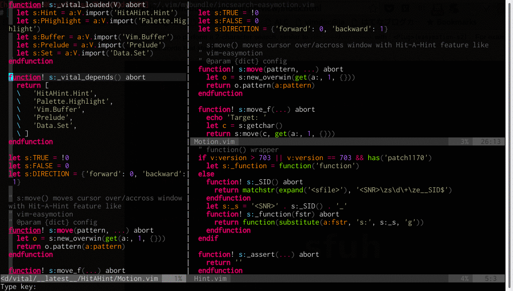 vim-easymotion screenshot 2