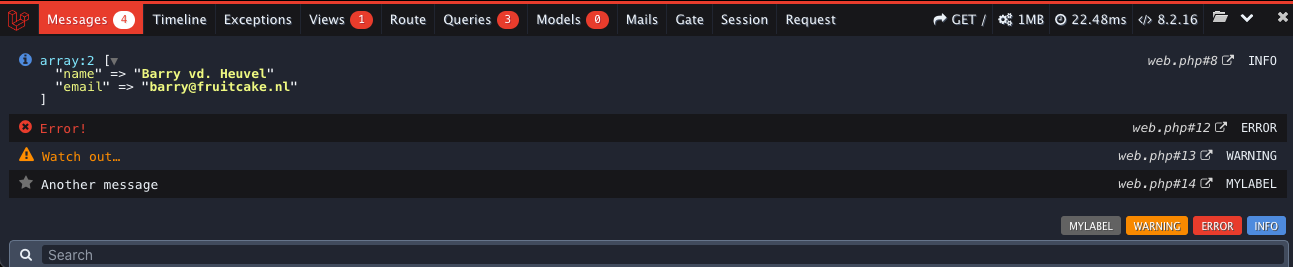 laravel-debugbar screenshot 1