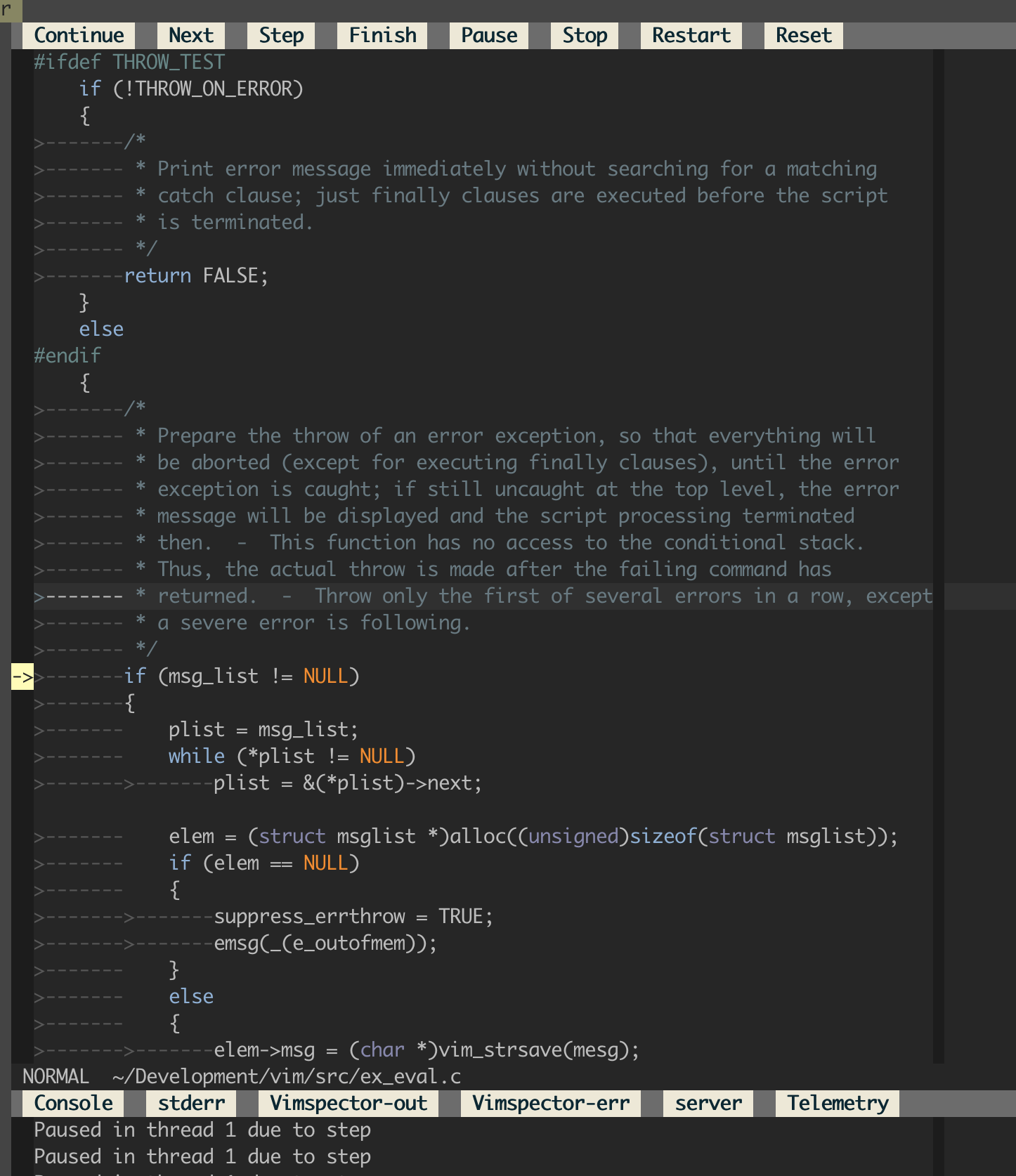 vimspector screenshot 2