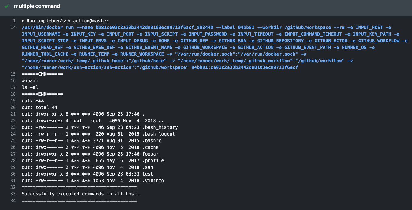 ssh-action screenshot 2