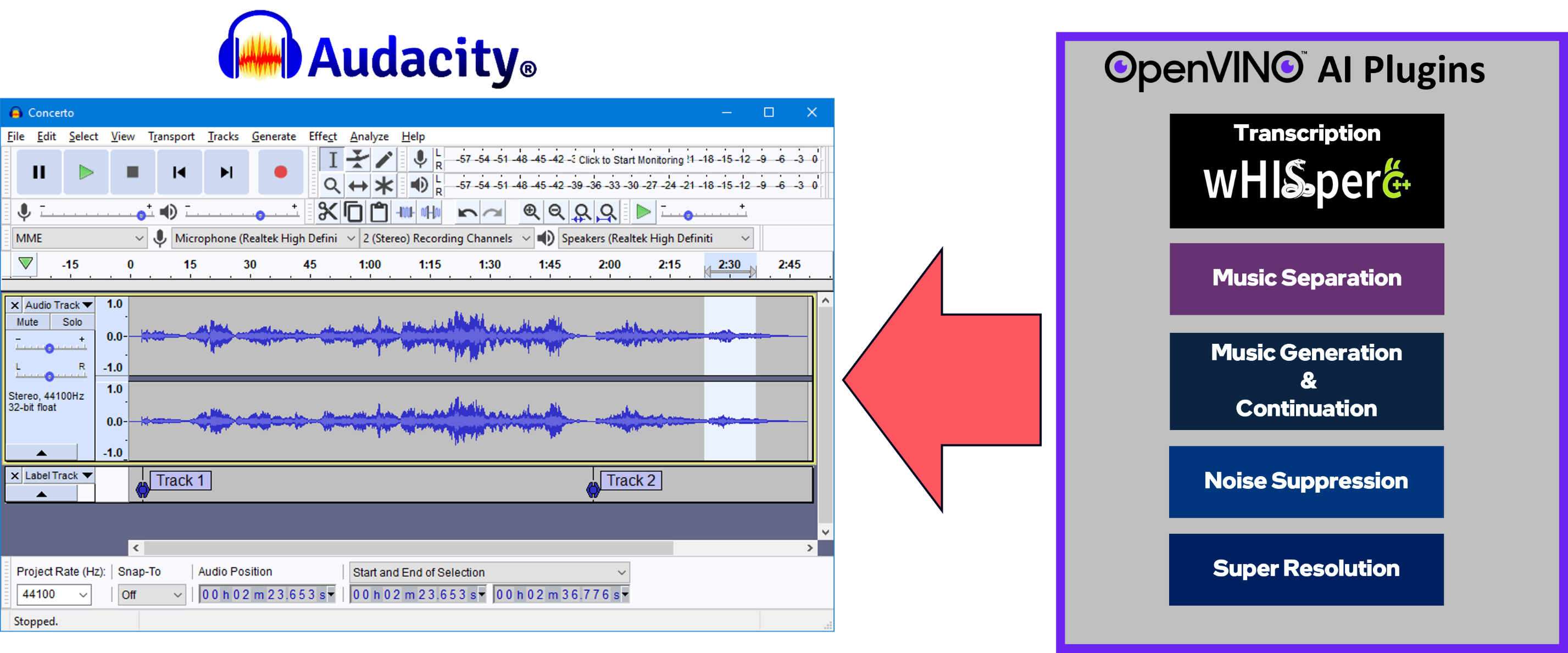 openvino-plugins-ai-audacity screenshot 1