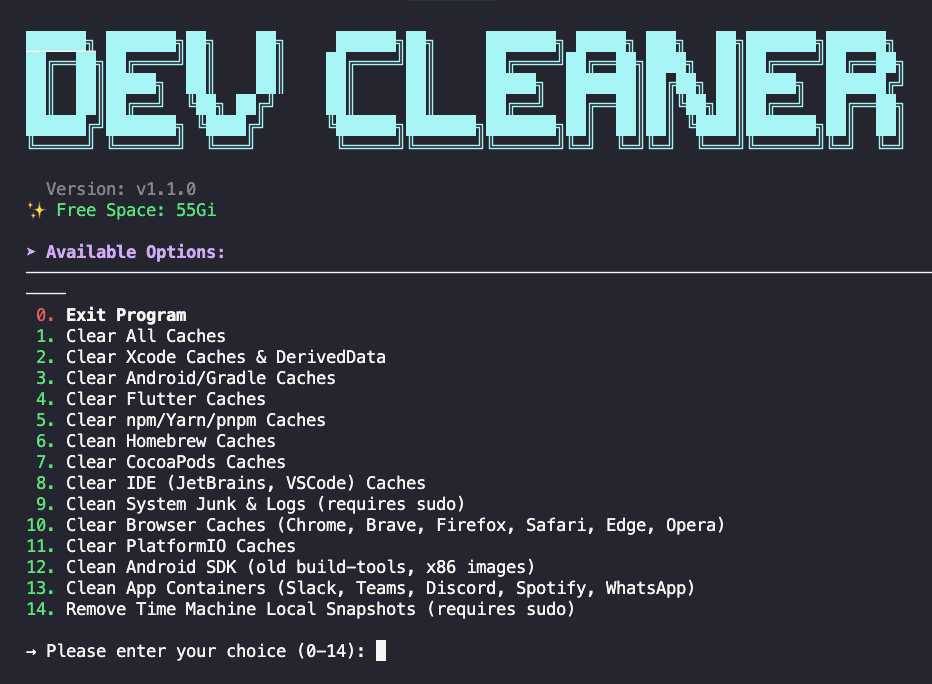 dev-cleaner screenshot 1