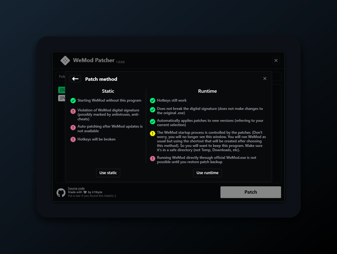 Wemod-Patcher screenshot 2