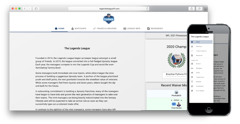 league-page screenshot 2