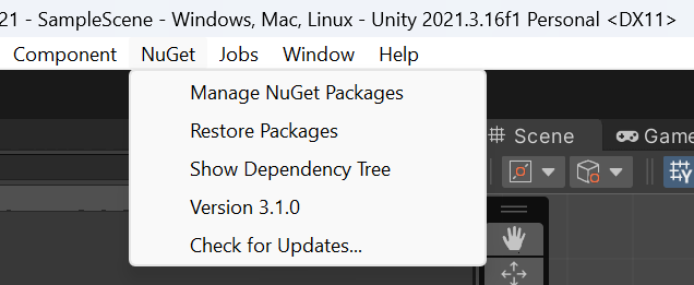 NuGetForUnity screenshot 2