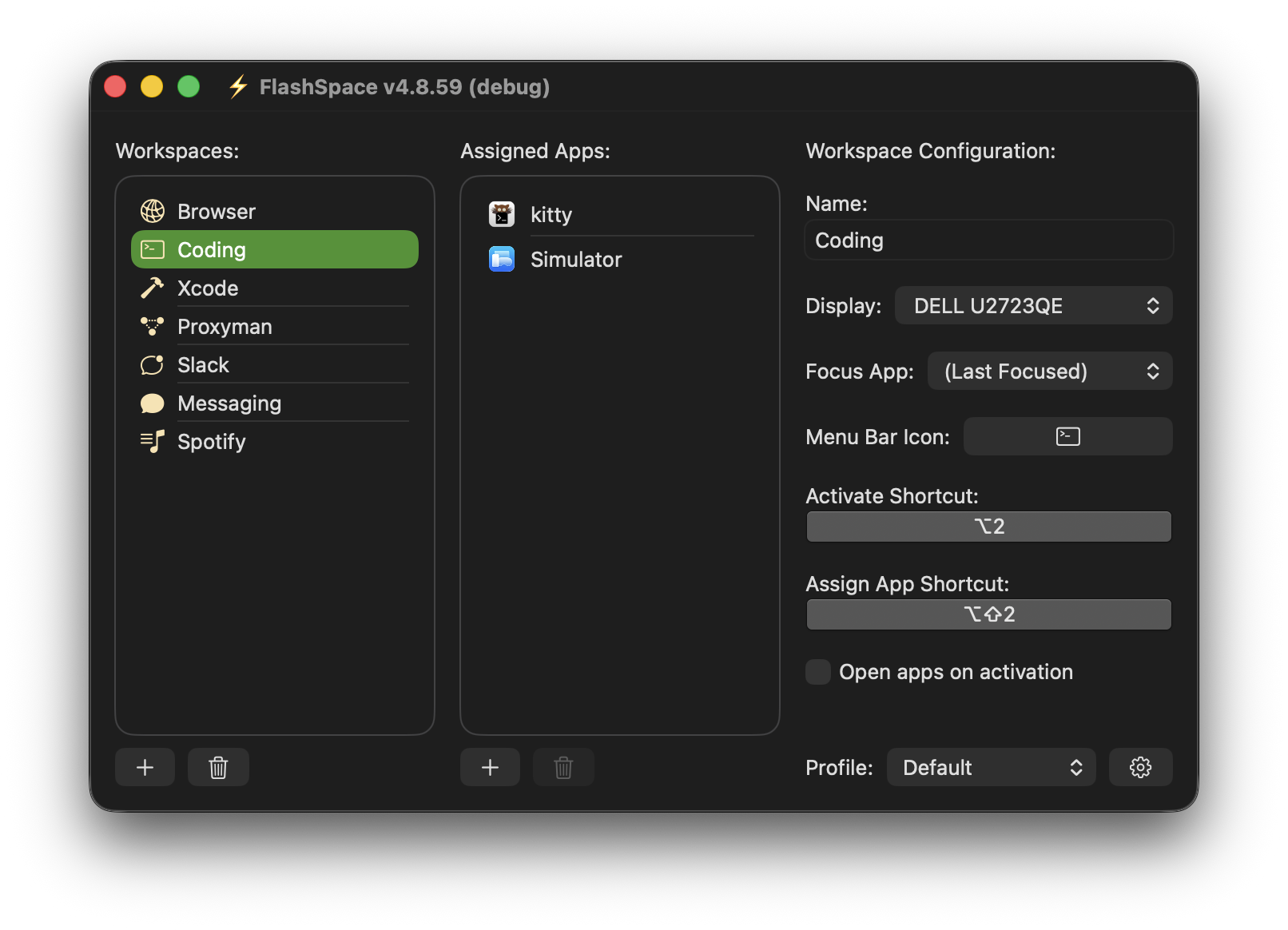 FlashSpace screenshot 1