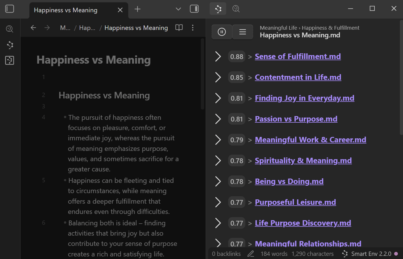 obsidian-smart-connections screenshot 2