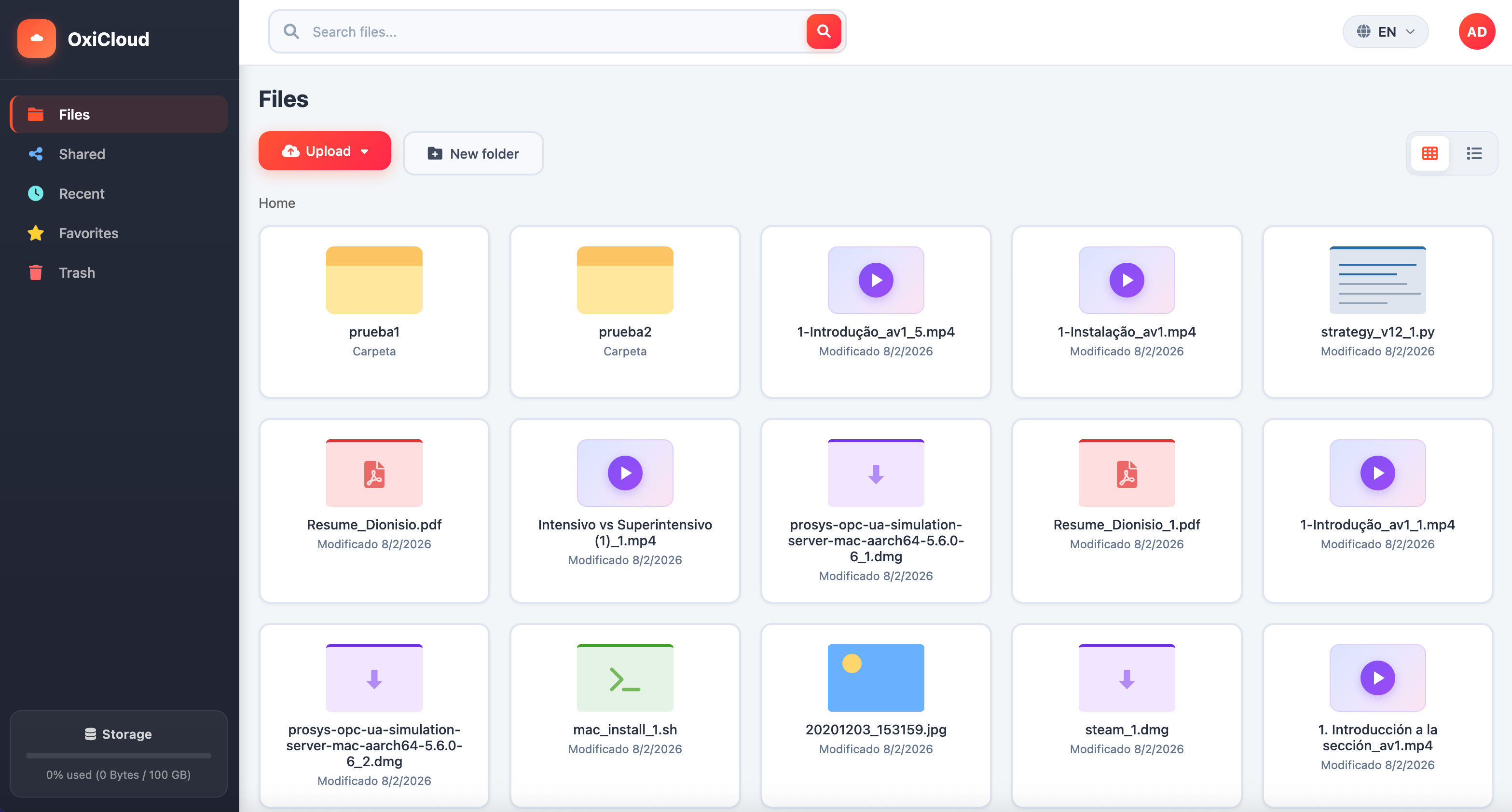 OxiCloud screenshot 1