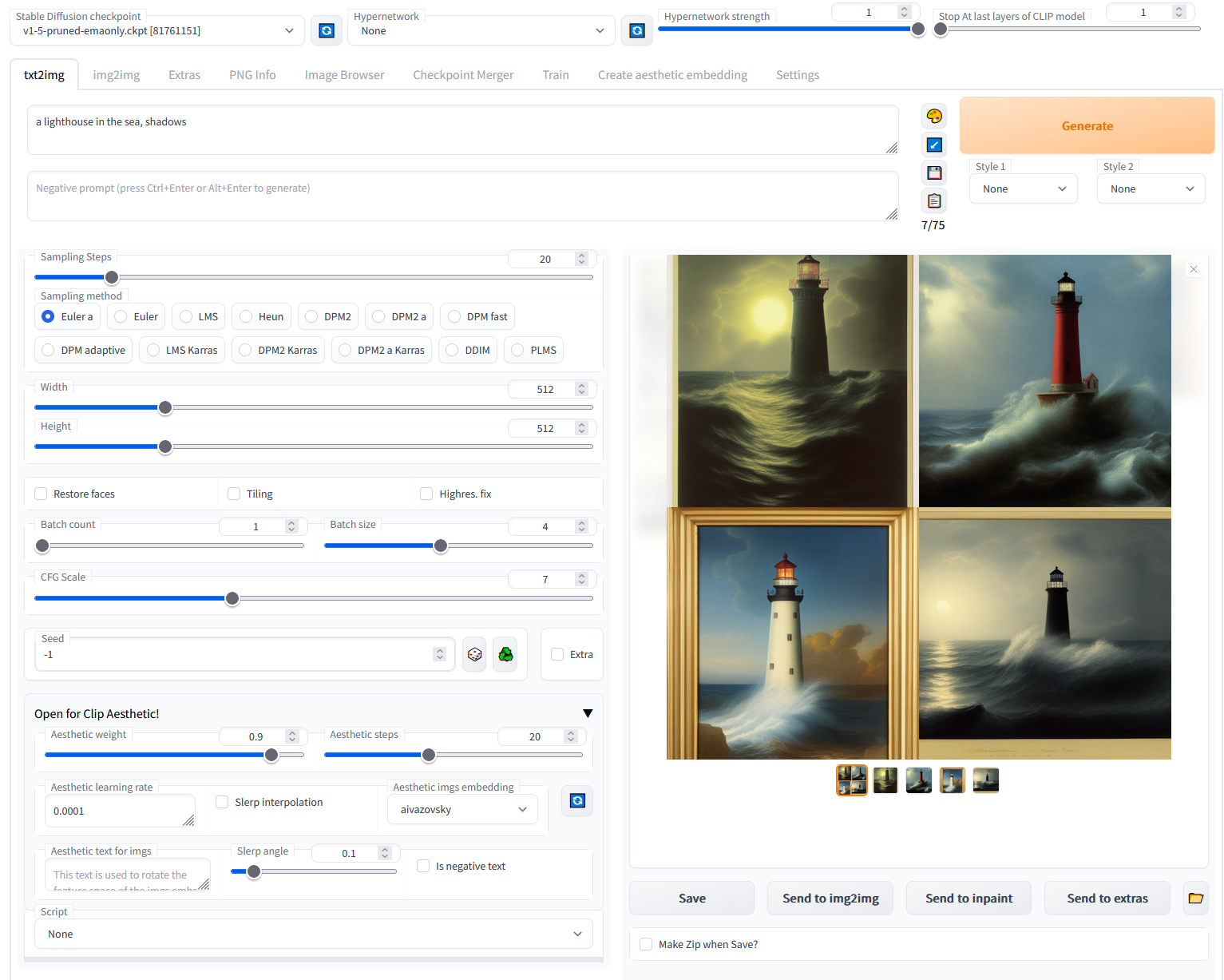 stable-diffusion-webui-aesthetic-gradients screenshot 1