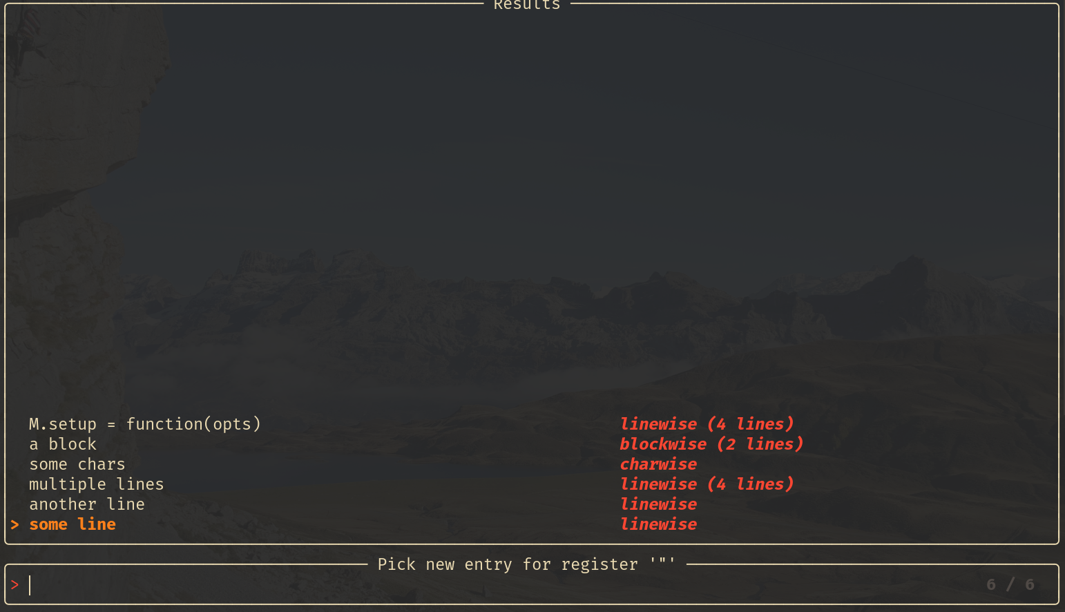 nvim-neoclip.lua screenshot 2