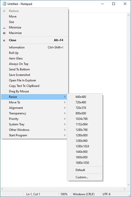SmartSystemMenu screenshot 1