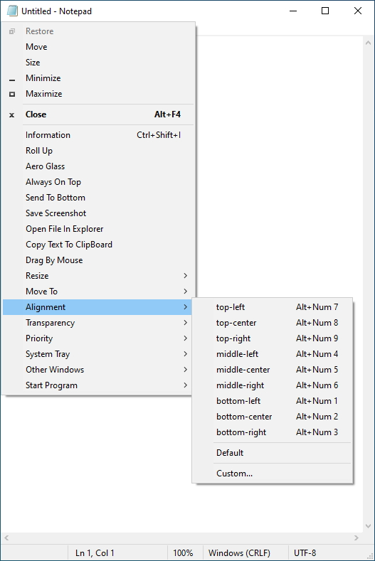 SmartSystemMenu screenshot 2