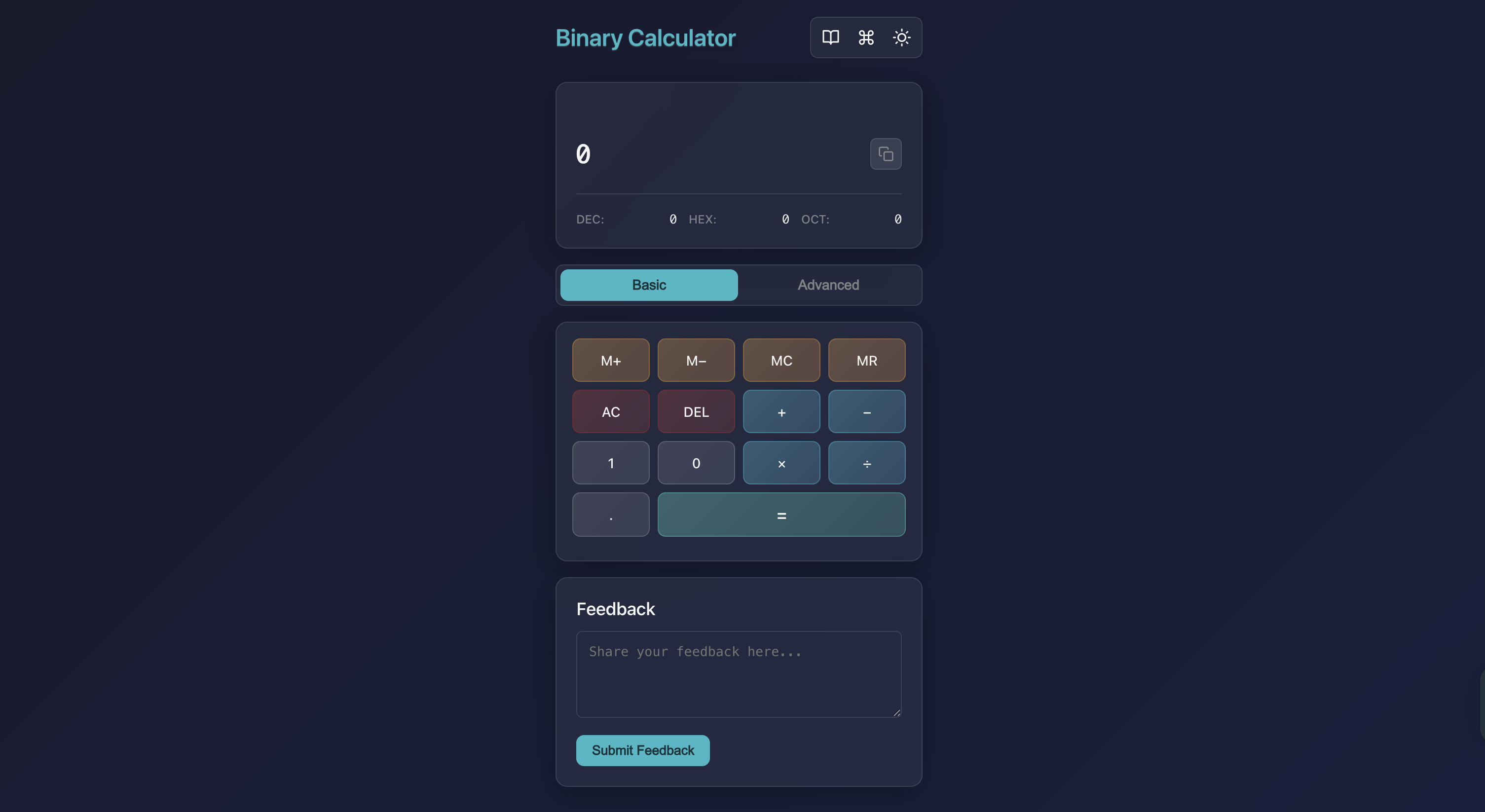 Binary-Calculator screenshot 1
