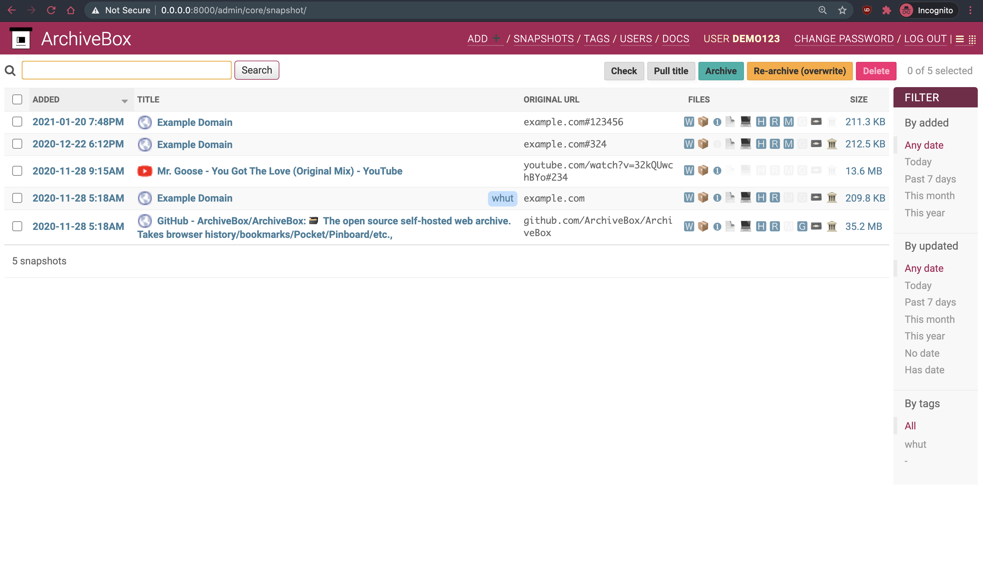 ArchiveBox screenshot 6
