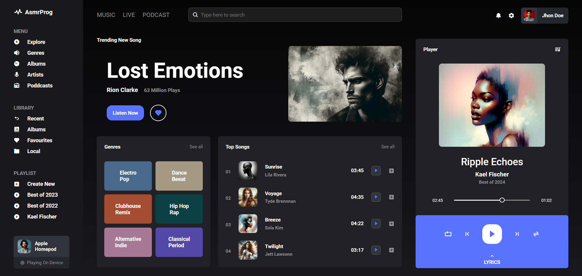 Responsive-Music-Website screenshot 1