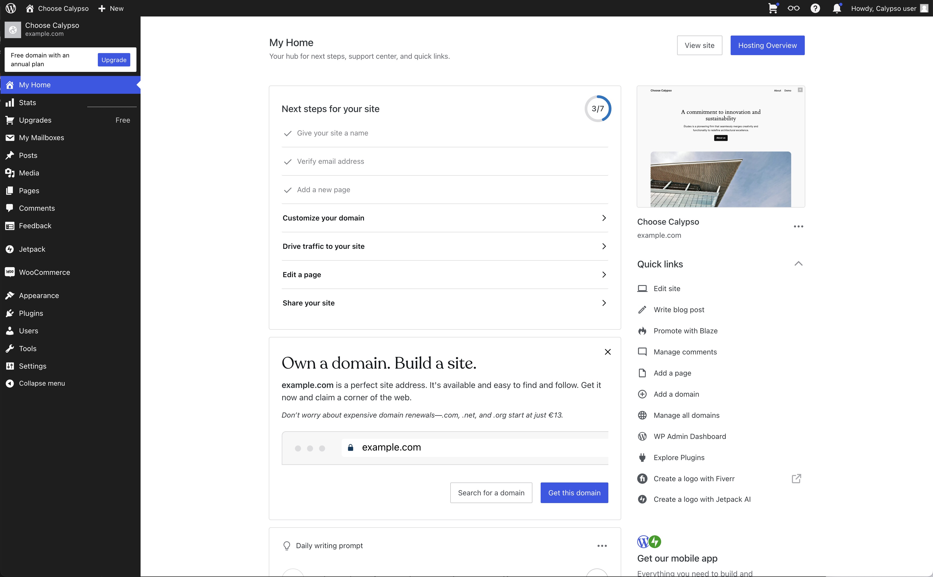 wp-calypso screenshot 1