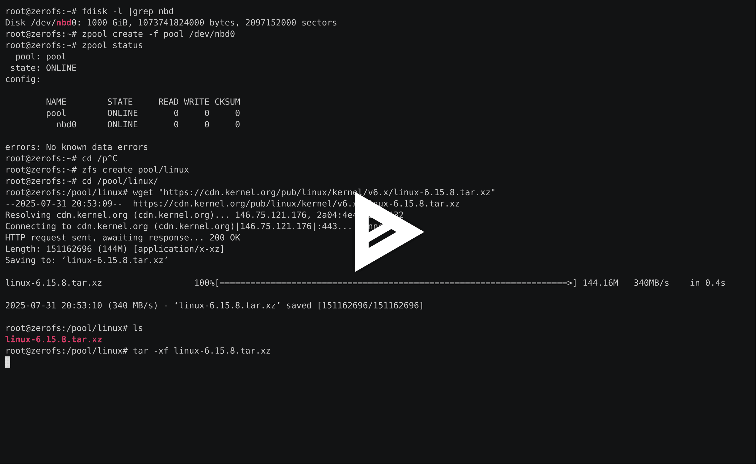 ZeroFS screenshot 1