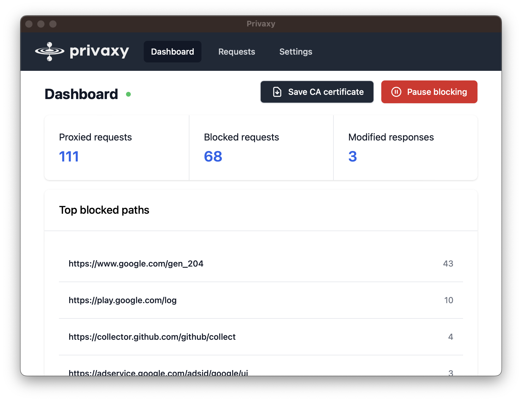 privaxy screenshot 2