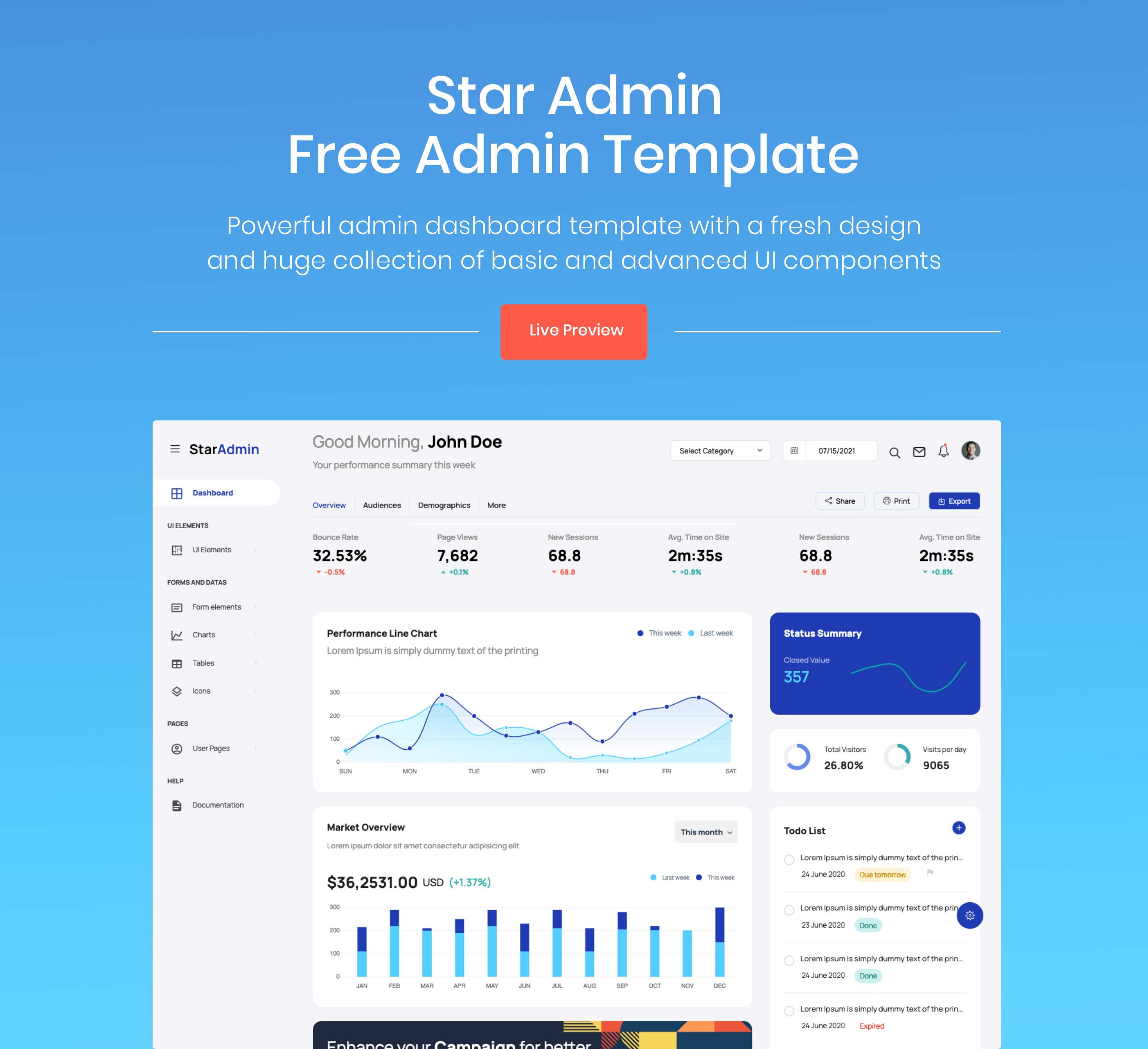 star-admin2-free-admin-template screenshot 1