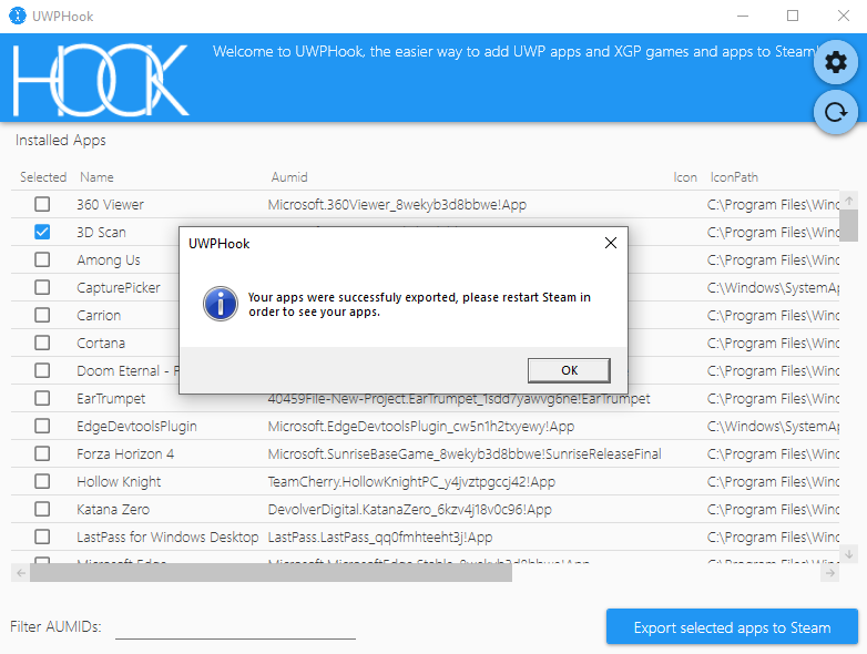 UWPHook screenshot 3