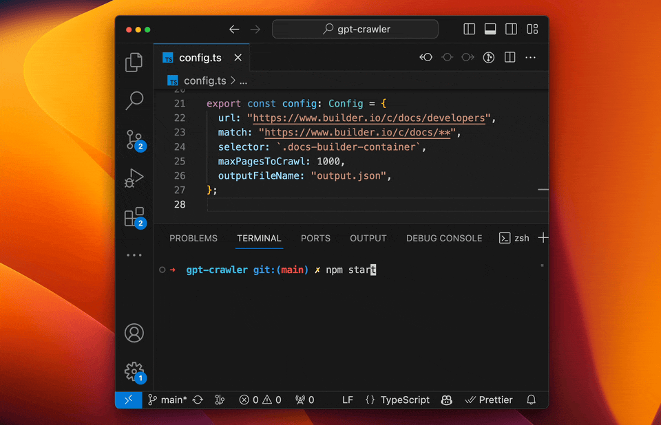 gpt-crawler screenshot 1