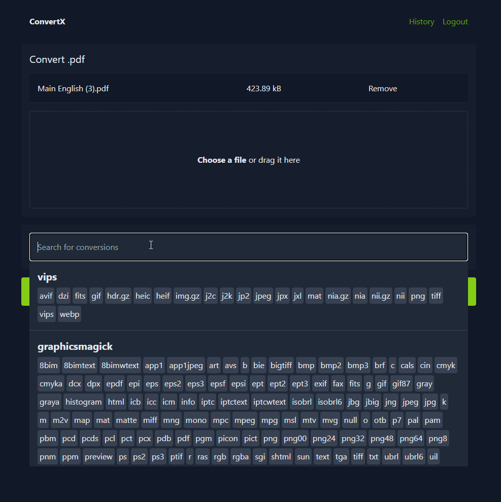 ConvertX screenshot 1
