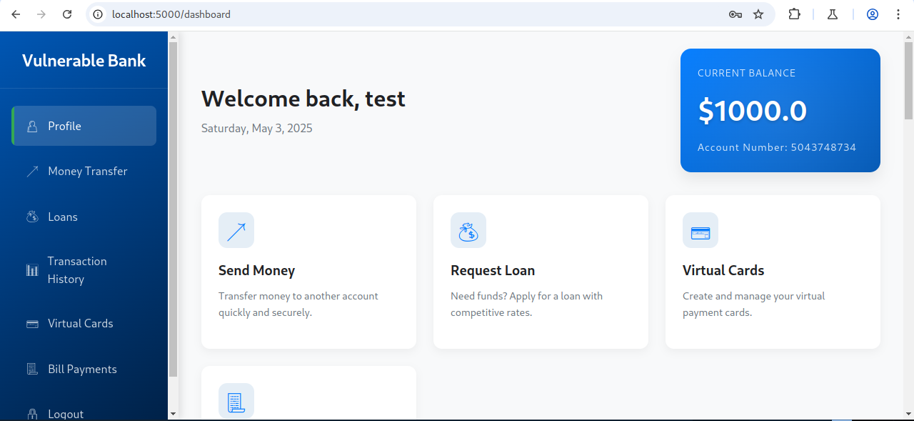 vuln-bank screenshot 2
