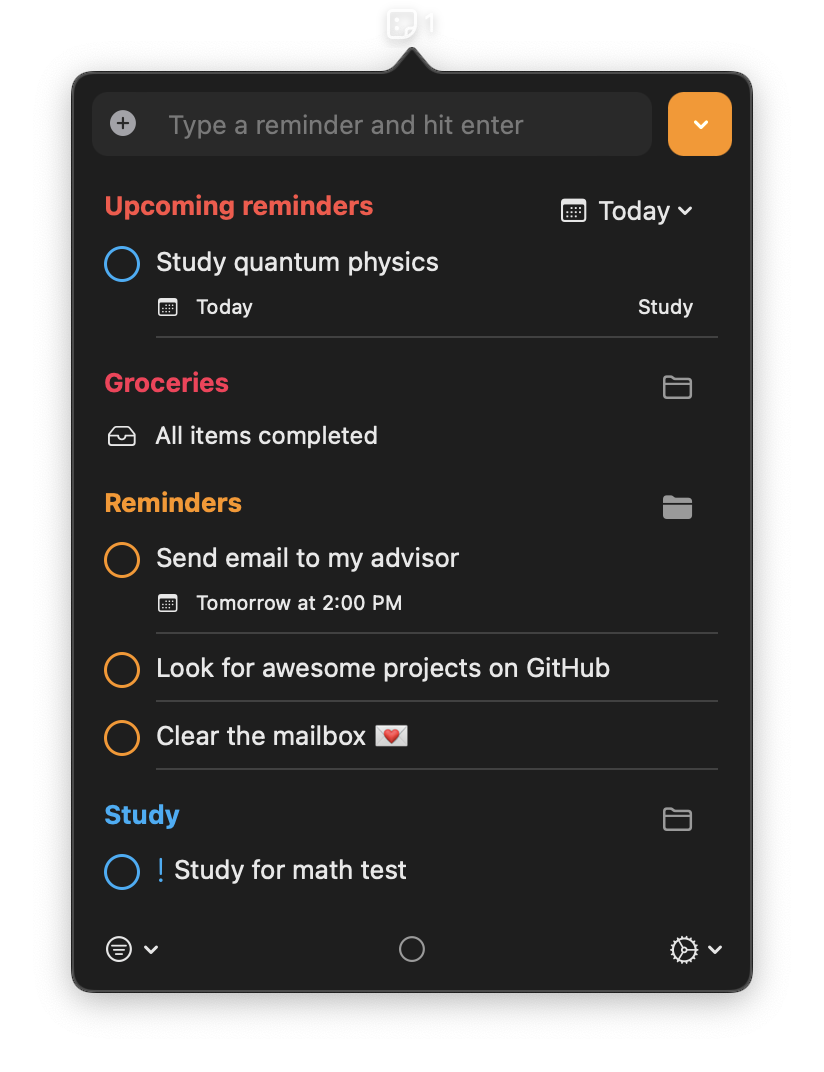 reminders-menubar screenshot 2