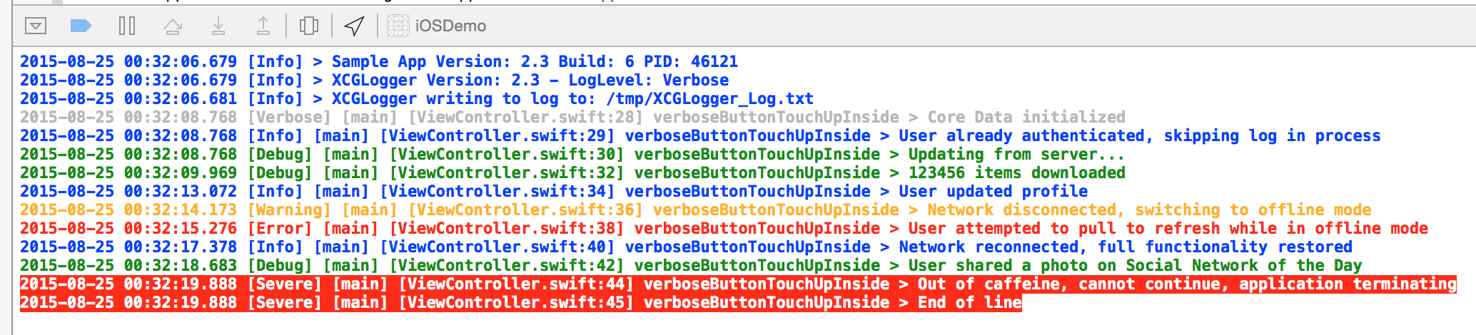XCGLogger screenshot 2