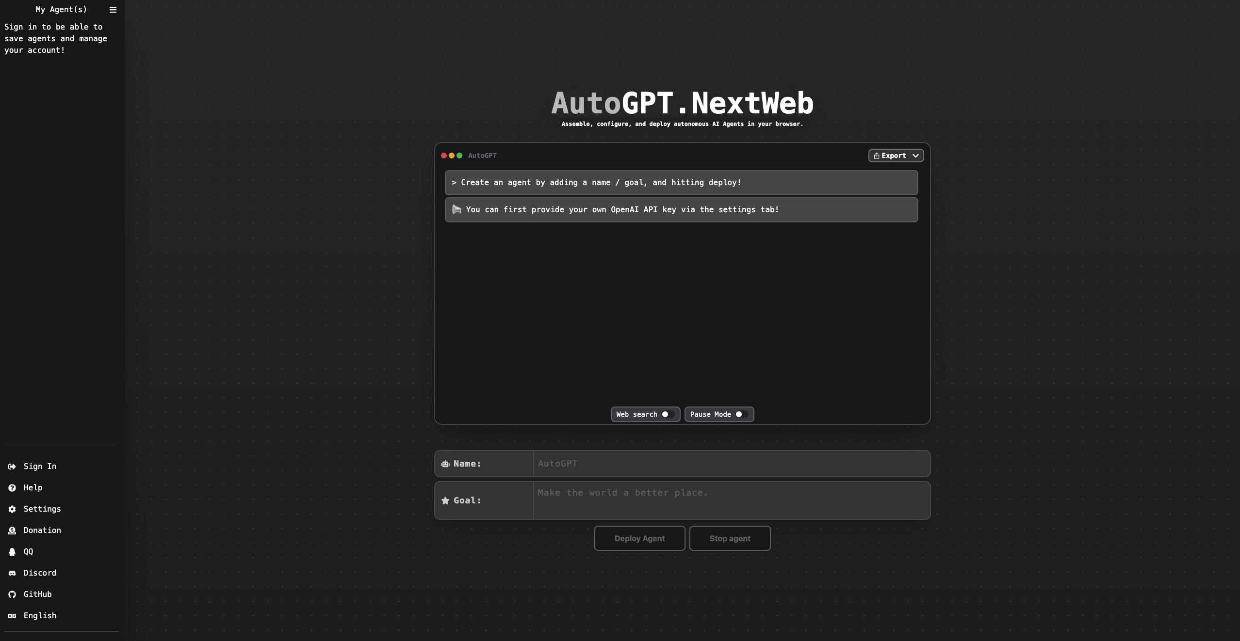 AutoGPT-Next-Web screenshot 1