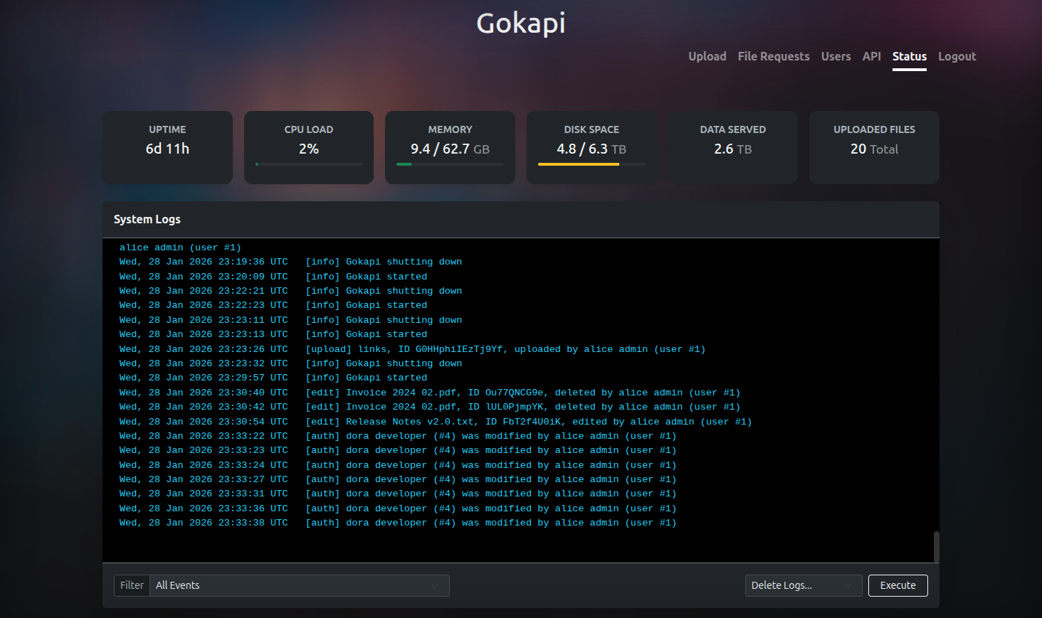 Gokapi screenshot 5