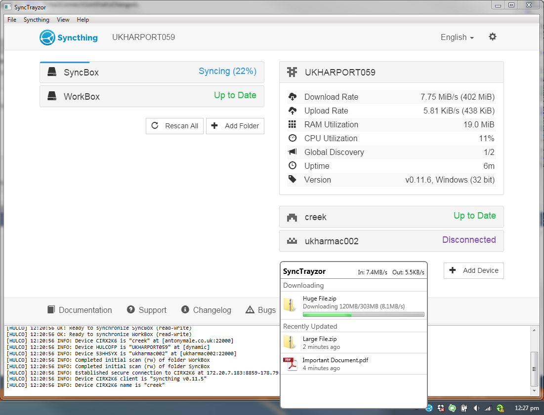 SyncTrayzor screenshot 1