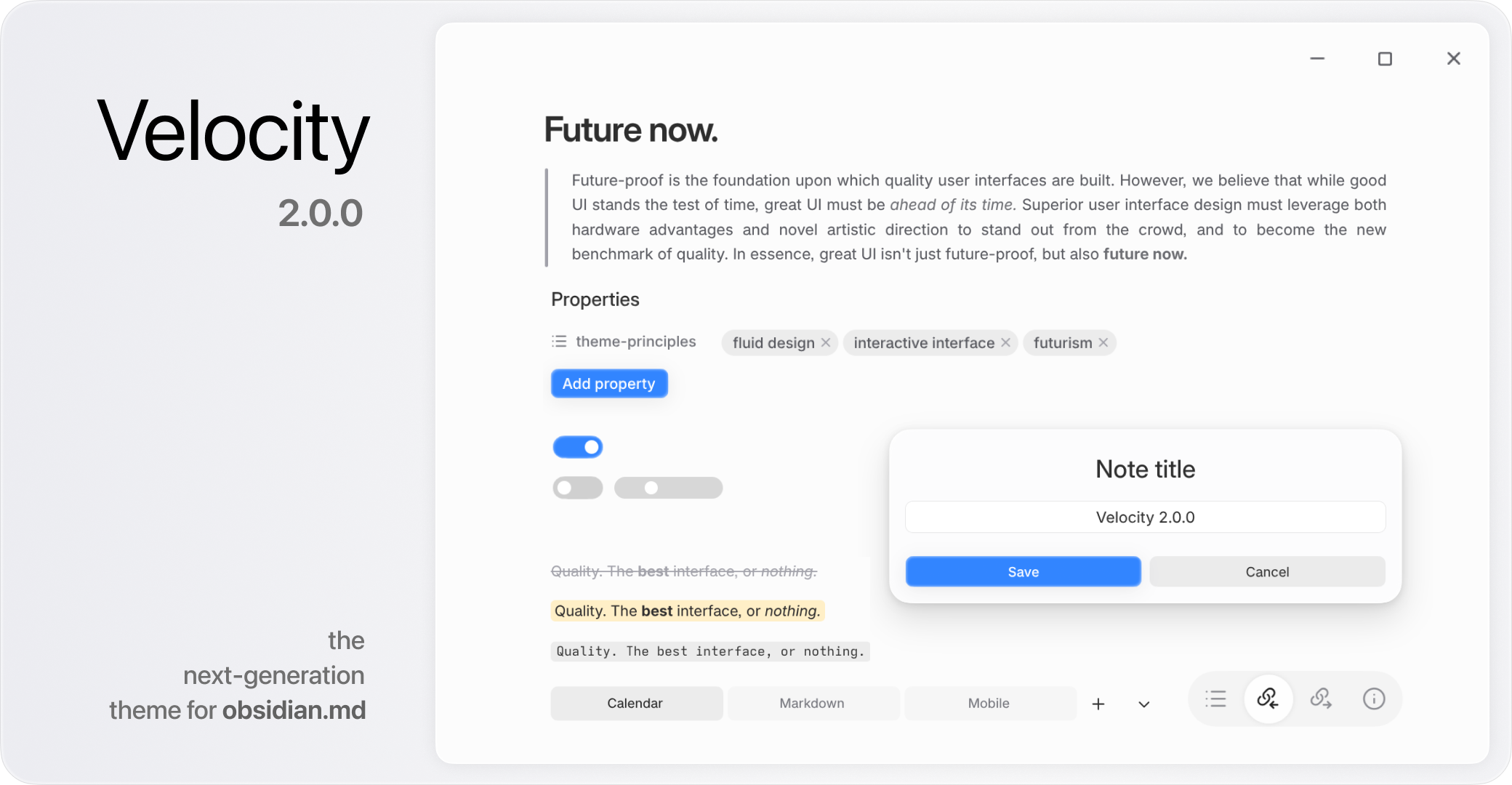 obsidian-velocity screenshot 1