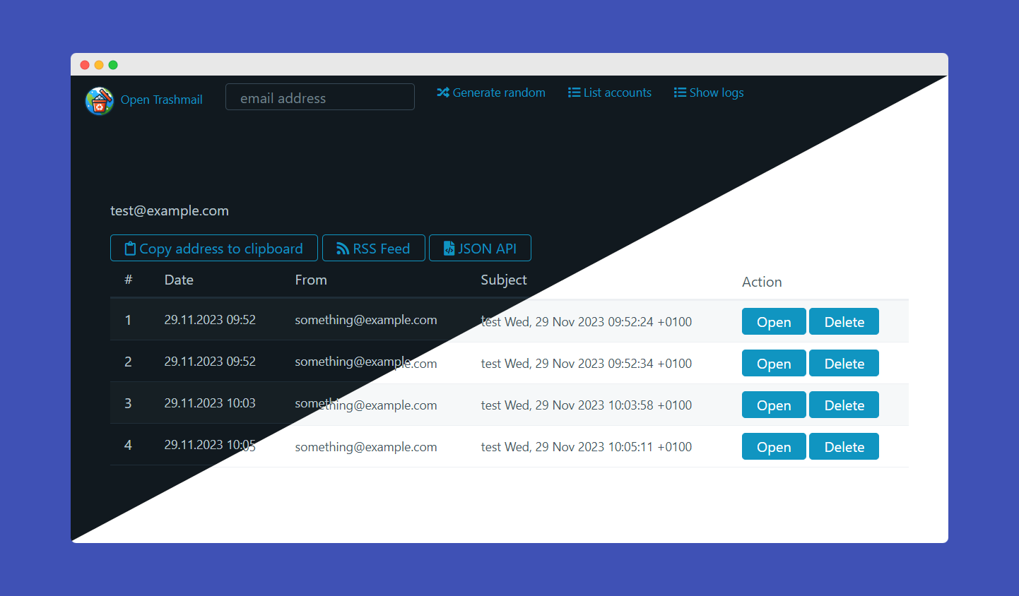 opentrashmail screenshot 1