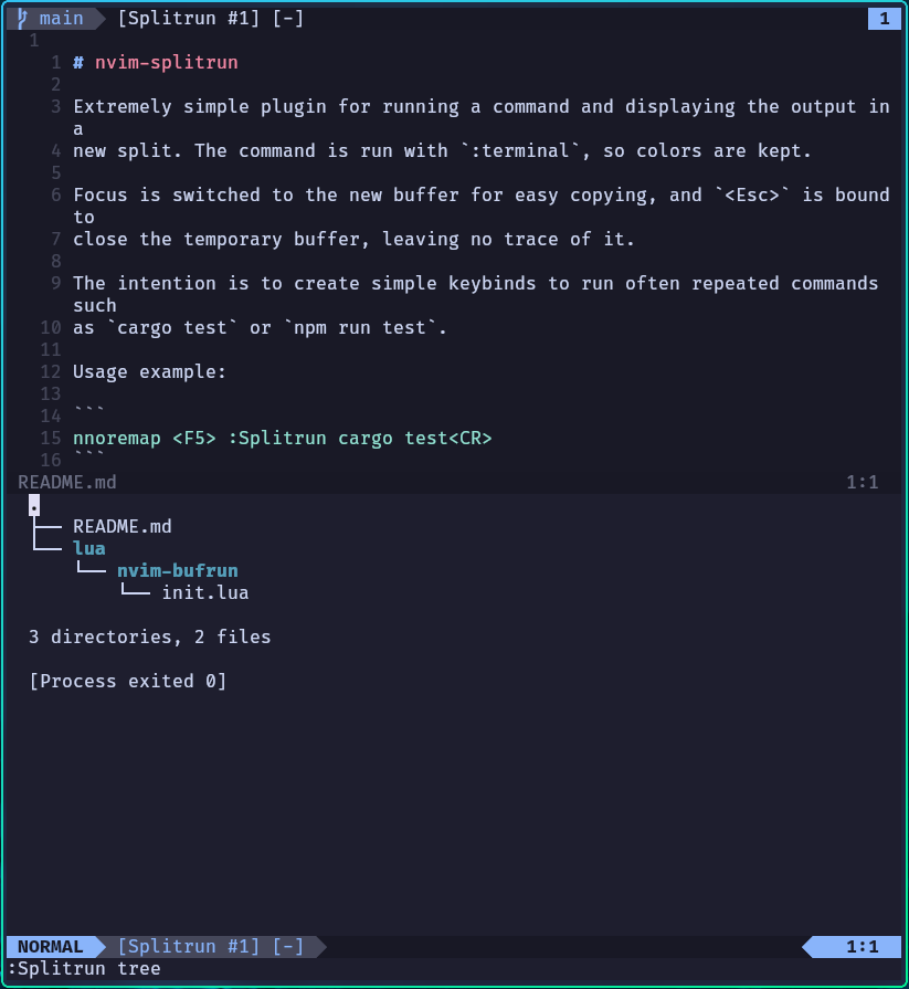 nvim-splitrun screenshot 1