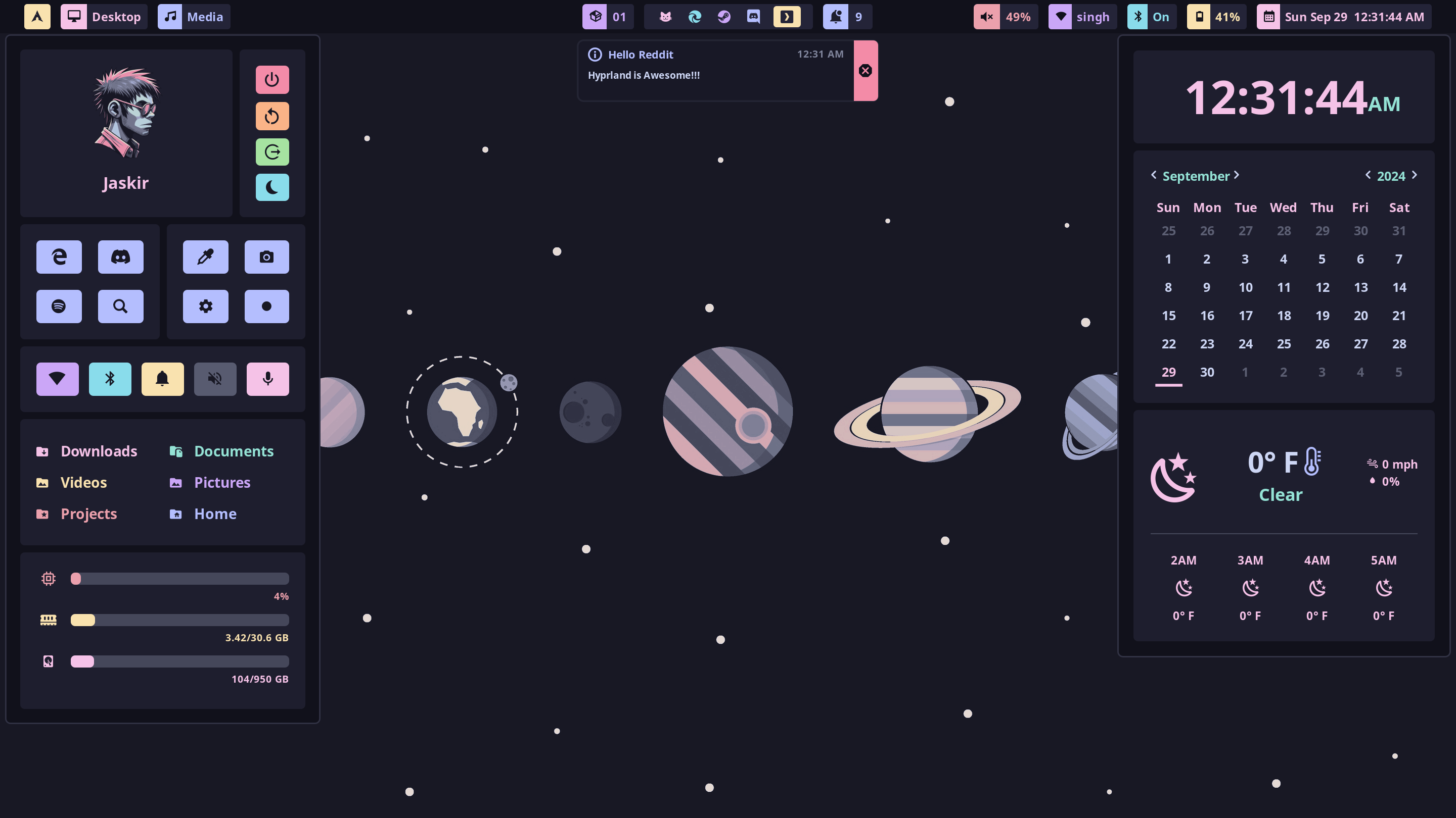HyprPanel screenshot 1