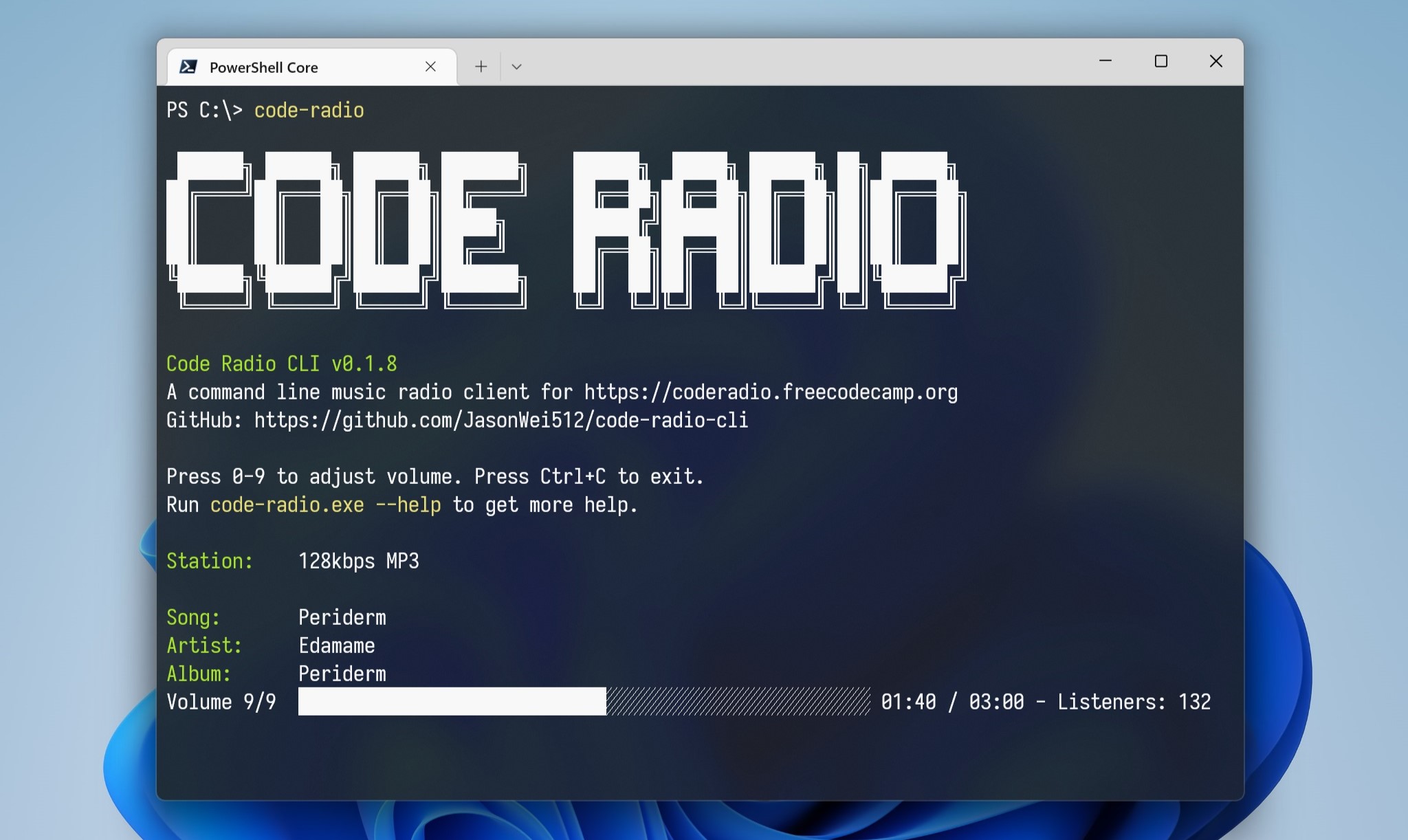code-radio-cli screenshot 1