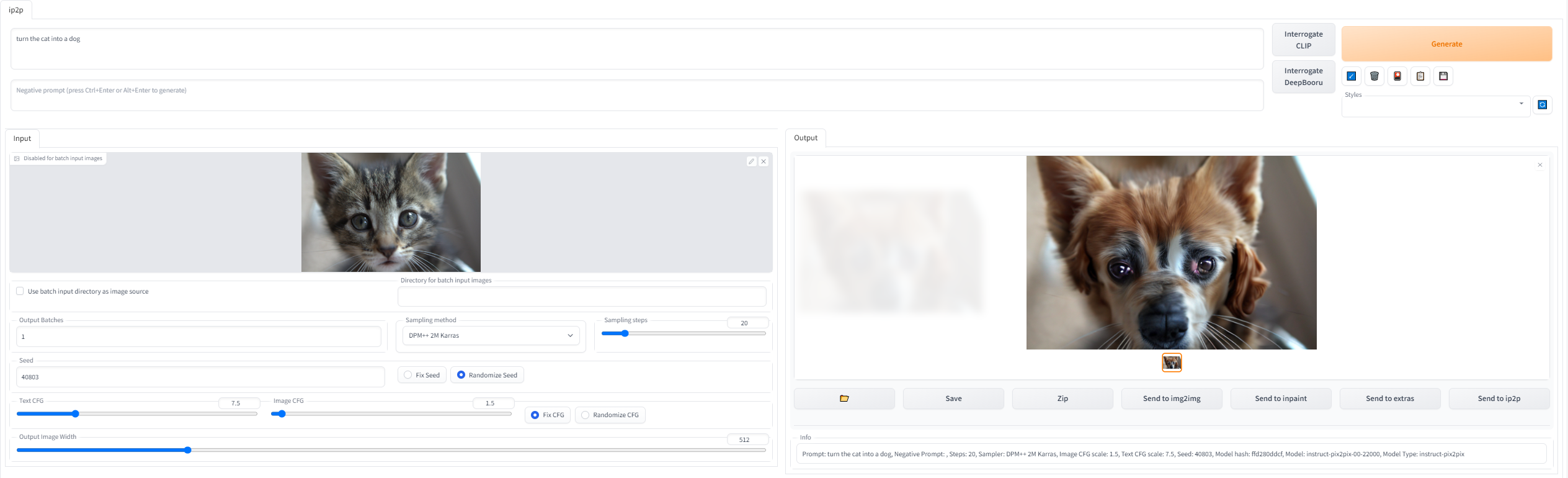 stable-diffusion-webui-instruct-pix2pix screenshot 2
