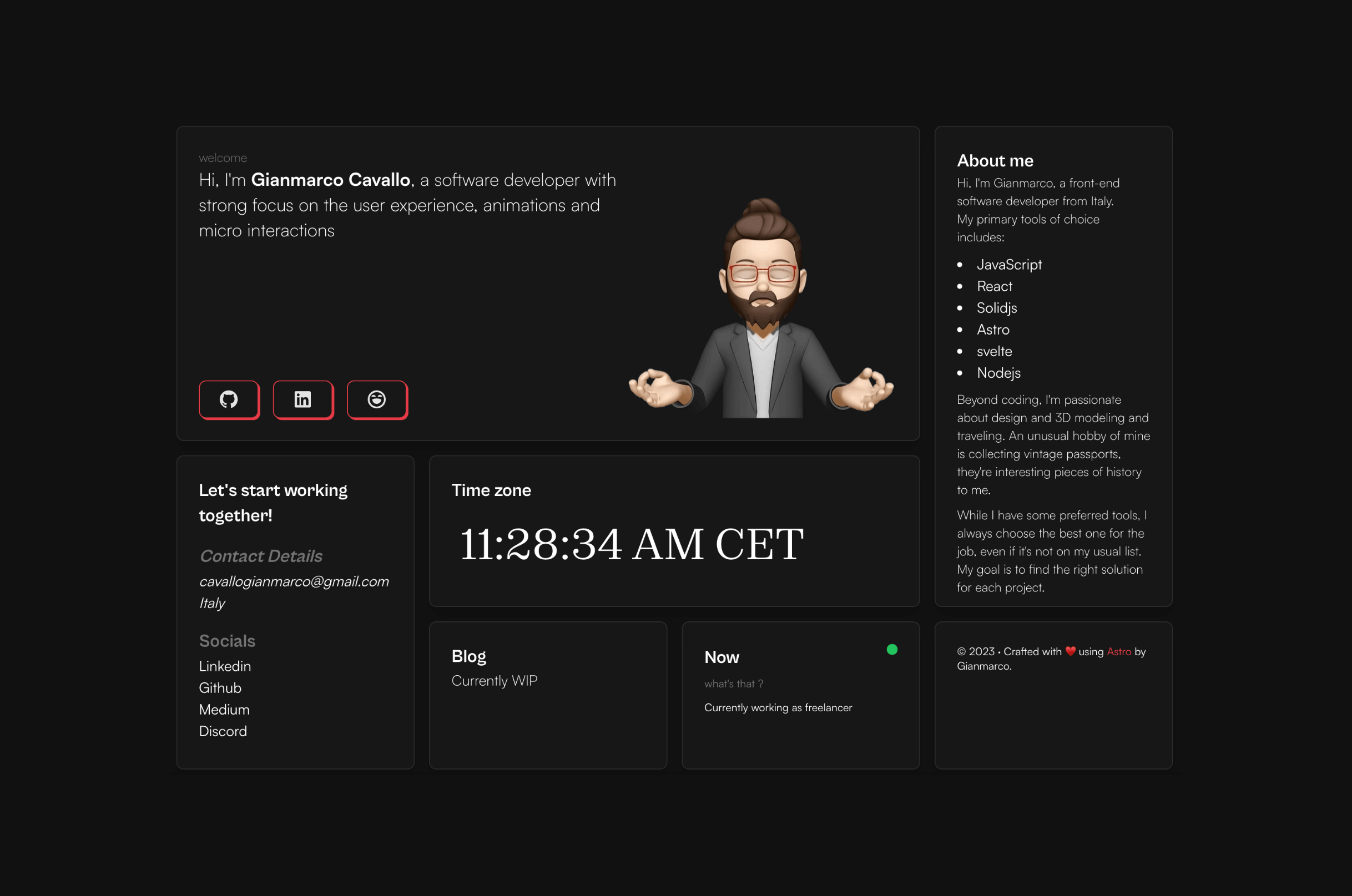 astro-bento-portfolio screenshot 1
