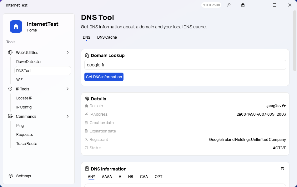 InternetTest screenshot 2
